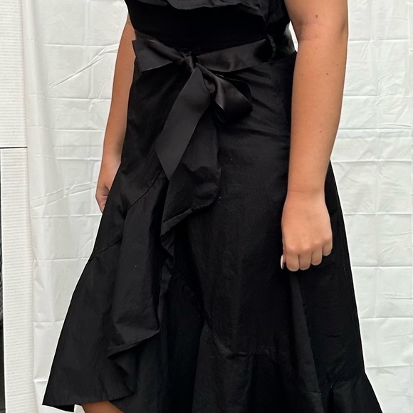 HAUTE rouge designed in New York ruffle wrap black dress one shoulder - Picture 5 of 10